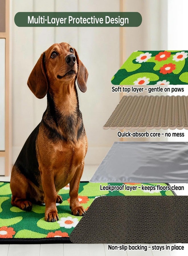 Qeils Reusable Puppy Pads for Small Dogs, Washable Pee Pads with Non-Slip , Absorbent Leakproof Mat for Crates, Playpens, Pet Beds & Whelping, Indoor Potty Training Grass Green, 23"x36", 2 Pack - Image 3